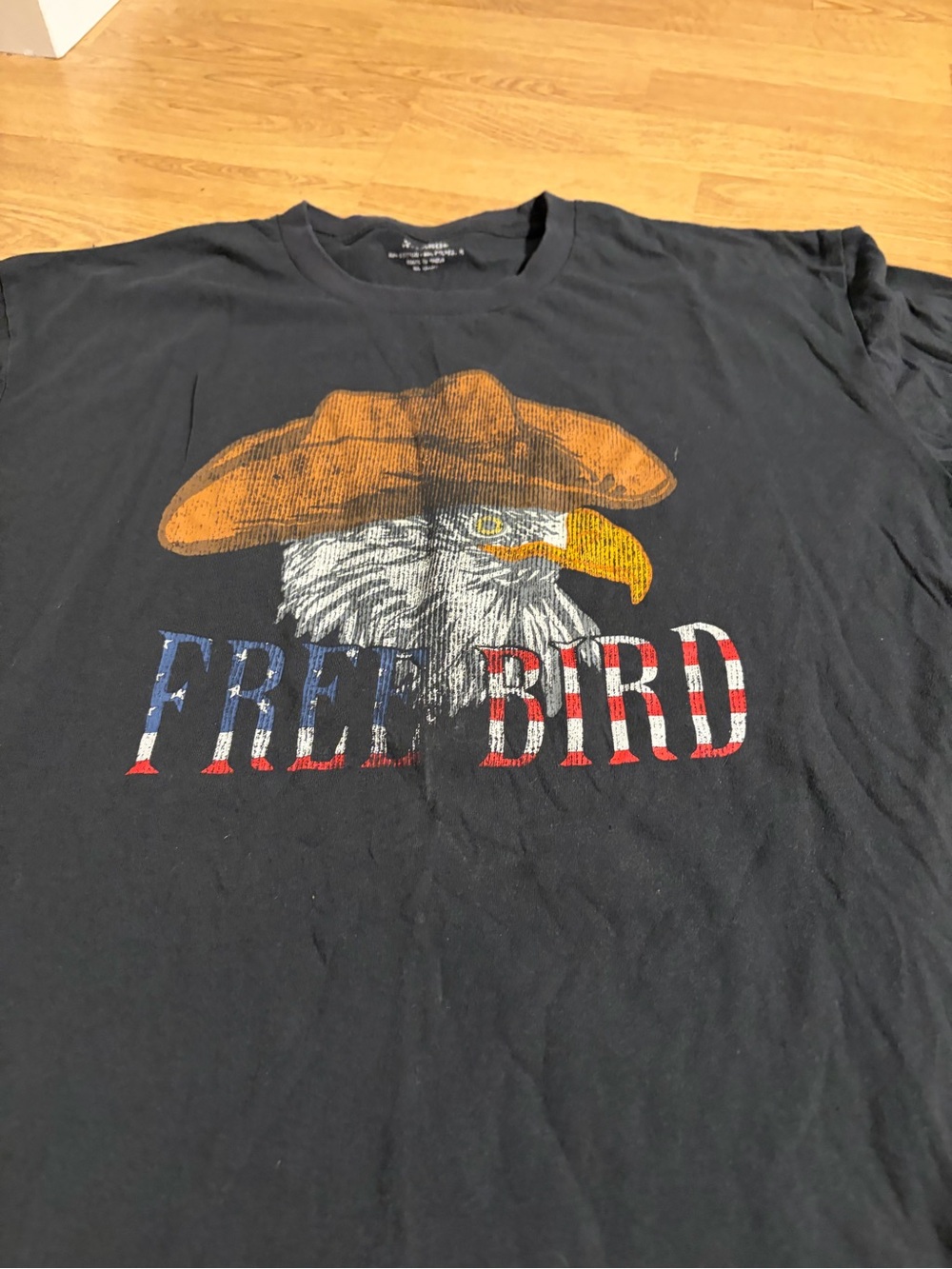 Free Bird Graphic T-Shirt - Black with Eagle Print